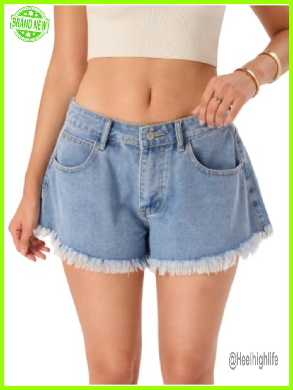 Womens Polka Dot Mid Rise Fringe Baggy Denim Jean Shorts Wide Leg